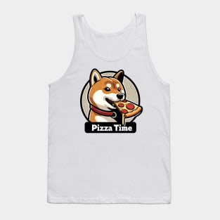 shiba inu eating slice a pizza Tank Top